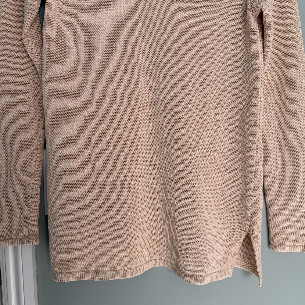 J. McLaughlin "Callum" Beige Tan Lightweight V-Neck Open Knit Sweater Classic - Picture 6 of 15